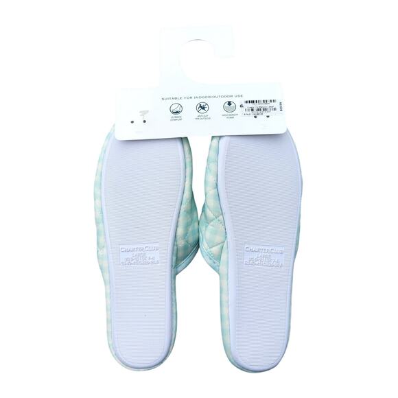 Charter Club Women Mint Green Quilted Gingham Padded Clog Slippers Size L / 9-10 - Picture 3 of 3